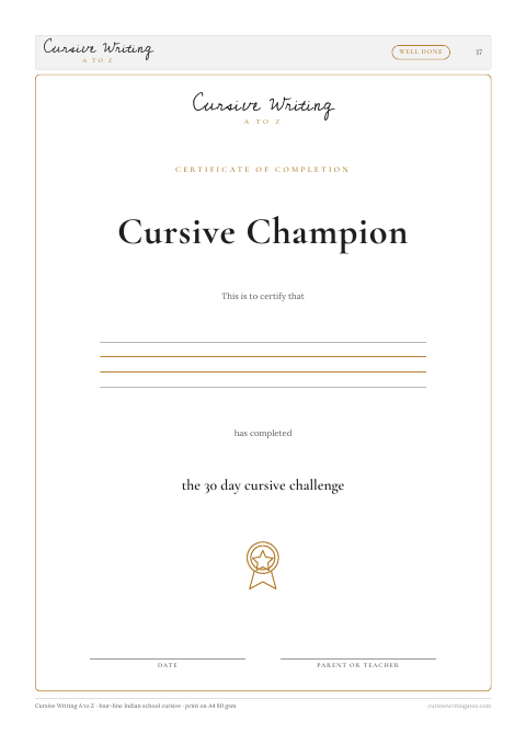 30-day challenge, page 37 of 37: the certificate for finishing the 30 day challenge